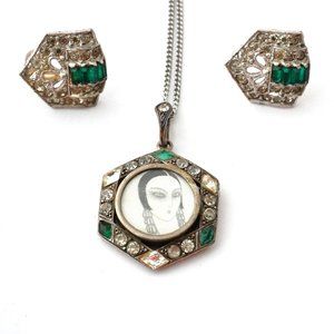Vintage Art Deco Earrings and Necklace Set